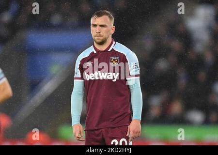 Jarrod Bowen of West Ham United during the Premier League match between Leicester City and West Ham United at the King Power Stadium, Leicester on Sunday 13th February 2022. (Photo by Jon Hobley/MI News/NurPhoto) Stock Photo