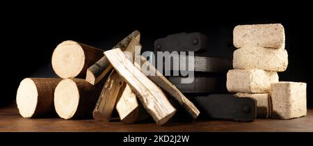 Firewood, Coal and Sawdust Briquettes - Compressed Wood Fire Logs on ...