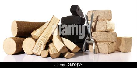 Firewood, Coal and Sawdust Briquettes - Compressed Wood Fire Logs on ...