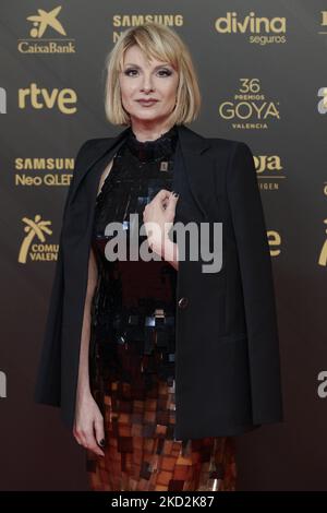 Najwa Nimri attends the Goya cinema Awards 2022 red carpet at 'Palau de