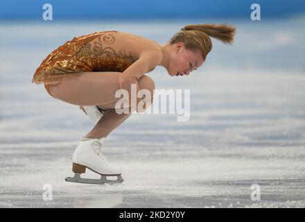 Eva-Lotta Kiibus from Estonia at Figure Skating, Beijing 2022 Winter Olympic Games, Capital Indoor Stadium on February 17, 2022 in Beijing, China. (Photo by Ulrik Pedersen/NurPhoto) Stock Photo