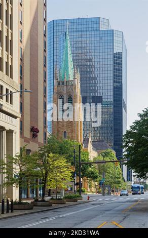 Cathedral of St. John is seat of the Roman Catholic Diocese of Cleveland. The church was built in 1852. Stock Photo