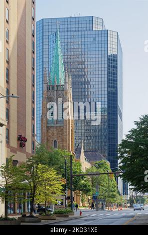 Cathedral of St. John is seat of the Roman Catholic Diocese of Cleveland. The church was built in 1852. Stock Photo