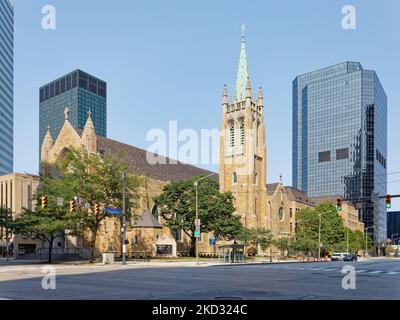 Cathedral of St. John is seat of the Roman Catholic Diocese of Cleveland. The church was built in 1852. Stock Photo