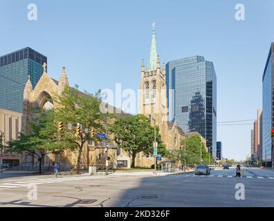 Cathedral of St. John is seat of the Roman Catholic Diocese of Cleveland. The church was built in 1852. Stock Photo