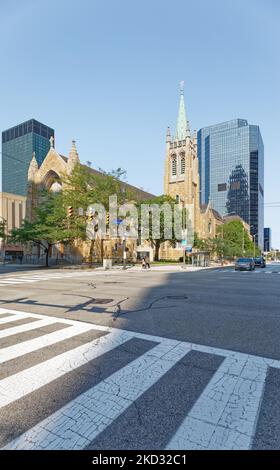 Cathedral of St. John is seat of the Roman Catholic Diocese of Cleveland. The church was built in 1852. Stock Photo