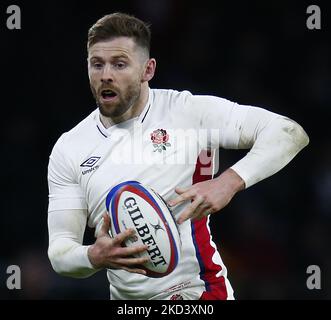 Elliott Daly of England during Guinness six Nations match between England and Wales, at Twickenham Stadium on 26th February, 2022 in London, England (Photo by Action Foto Sport/NurPhoto) Stock Photo
