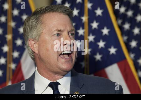 US Senator Roger Marshall(R-KS) speaks about US Economic Inflation during a press conference today on February 16, 2022 at Russell Senate/Capitol Hill in Washington DC, USA. (Photo by Lenin Nolly/NurPhoto) Stock Photo