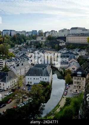 Luxembourg cityscape with Grund quarter Stock Photo