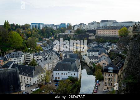 Luxembourg cityscape with Grund quarter Stock Photo