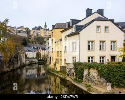 Luxembourg cityscape with Grund quarter Stock Photo