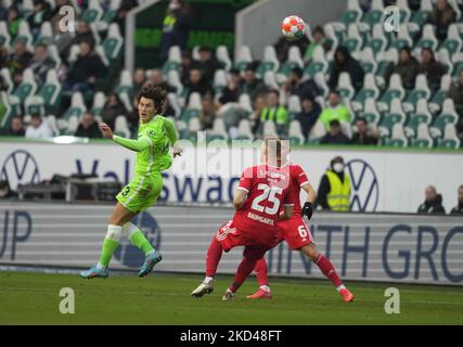 Jonas Wind of VfL Wolfsburg during Wolfsburg vs Union Berlin, Bundesliga, at Volkswagen Arena, Wolfsburg, Germany on March 5, 2022. (Photo by Ulrik Pedersen/NurPhoto) Stock Photo