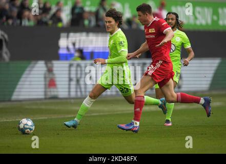 Jonas Wind of VfL Wolfsburg during Wolfsburg vs Union Berlin, Bundesliga, at Volkswagen Arena, Wolfsburg, Germany on March 5, 2022. (Photo by Ulrik Pedersen/NurPhoto) Stock Photo