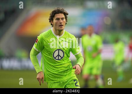 Jonas Wind of VfL Wolfsburg during Wolfsburg vs Union Berlin, Bundesliga, at Volkswagen Arena, Wolfsburg, Germany on March 5, 2022. (Photo by Ulrik Pedersen/NurPhoto) Stock Photo