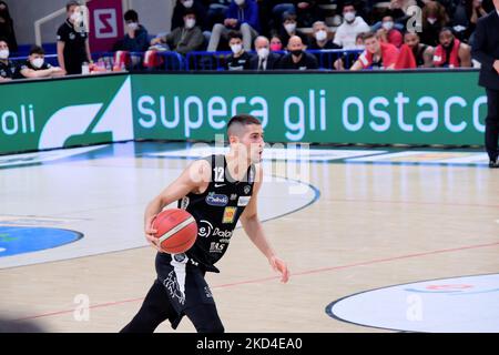 Diego Flaccadori (Dolomiti Energia Trentino) during the Italian Basketball A Serie Championship Dolomiti Energia Trentino vs Banco di Sardegna Sassari on March 06, 2022 at the BLM Group Arena in Trento, Italy (Photo by Lorena Bonapace/LiveMedia/NurPhoto) Stock Photo