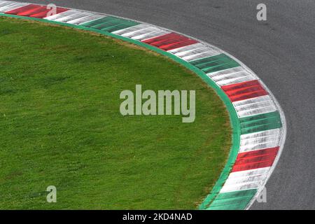 colored curbs on track Stock Photo