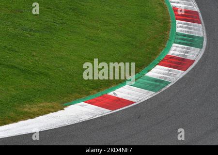 colored curbs on track Stock Photo