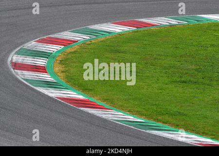 colored curbs on track Stock Photo