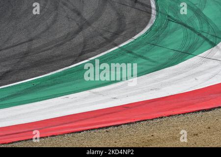 colored curbs on track Stock Photo