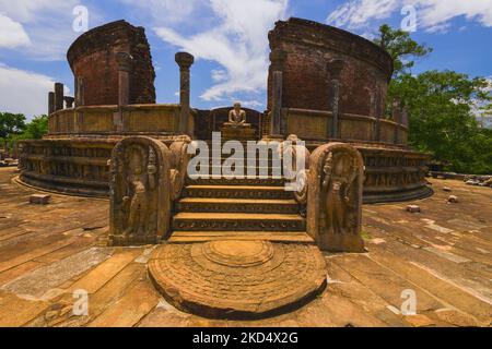 The Polonnaruwa Vatadage in the world heritage city Polonnaruwa, Sri Lanka.  Stock Photo