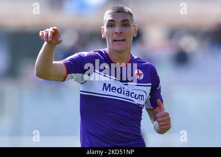 Nikola Milenkovic (ACF Fiorentina) during the italian soccer Serie A match ACF Fiorentina vs Bologna FC on March 13, 2022 at the Artemio Franchi stadium in Florence, Italy (Photo by Lisa Guglielmi/LiveMedia/NurPhoto) Stock Photo