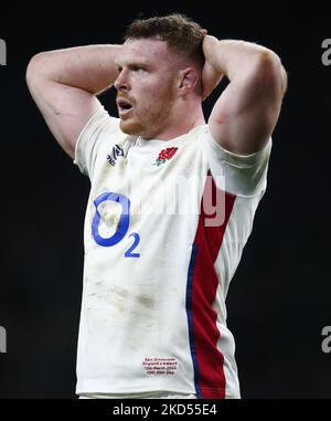 Elliott Daly of England during Guinness six Nations match between England and Ireland, at Twickenham Stadium on 12th March, 2022 in London, England (Photo by Action Foto Sport/NurPhoto) Stock Photo