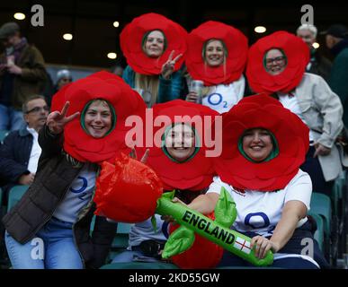 England Fans during Guinness six Nations match between England and Ireland, at Twickenham Stadium on 12th March, 2022 in London, England (Photo by Action Foto Sport/NurPhoto) Stock Photo