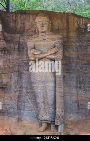 Standing Buddha or Ananda at Gal Vihara, Polonnaruwa, Sri Lanka Stock Photo