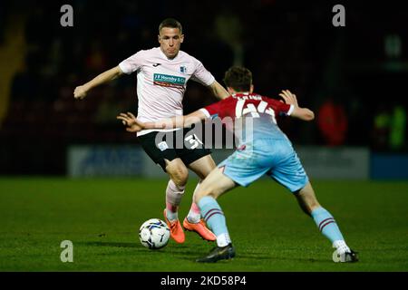 John Rooney of Barrow in action during the Sky Bet League 2 match between Scunthorpe United and Barrow at Glanford Park, Scunthorpe on Tuesday 15th March 2022. (Photo by Will Matthews/MI News/NurPhoto) Stock Photo