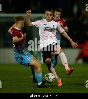 John Rooney of Barrow in action during the Sky Bet League 2 match between Scunthorpe United and Barrow at Glanford Park, Scunthorpe on Tuesday 15th March 2022. (Photo by Will Matthews/MI News/NurPhoto) Stock Photo