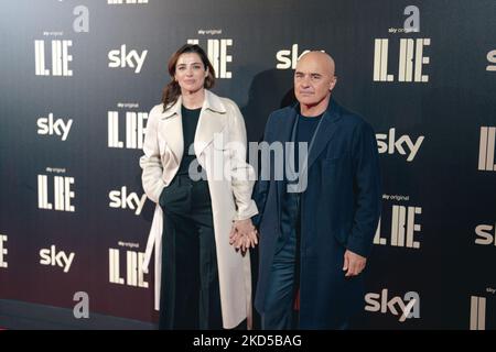 Luisa Ranieri and Luca Zingaretti attend the premiere of the tv series 'Il Re' at Cinema Moderno on March 16, 2022 in Rome, Italy. (Photo by Luca Carlino/NurPhoto) Stock Photo