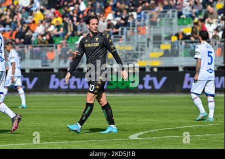 Veneziaâ€™s Mattia Aramu during the italian soccer Serie A match Venezia FC vs UC Sampdoria on March 20, 2022 at the Pier Luigi Penzo stadium in Venice, Italy (Photo by Alessio Marini/LiveMedia/NurPhoto) Stock Photo