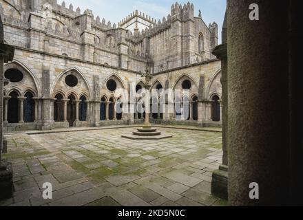 Gothic Cloisters of Se do Porto Cathedral - Porto, Portugal Stock Photo