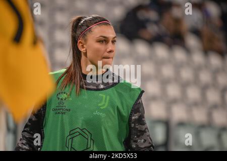 Agnese Bonfantini of Juventus during the UEFA Women's Champions League Quarter Final First Leg match between Juventus and Olympique Lyon at Juventus Stadium on March 23, 2022 in Turin, Italy. (Photo by Alberto Gandolfo/NurPhoto) Stock Photo