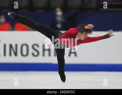 Shoma Uno from Japan during Mens Short Programme, at Sud de France Arena, Montpellier, France on March 24, 2022. (Photo by Ulrik Pedersen/NurPhoto) Stock Photo