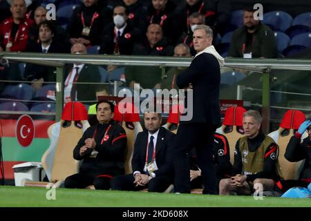 Turkey's German coach Stefan Kuntz looks on during the 2022 FIFA World Cup Qualifier knockout round play-off football match between Portugal and Turkey at the Dragao stadium in Porto, Portugal, on March 24, 2022. (Photo by Pedro FiÃºza/NurPhoto) Stock Photo