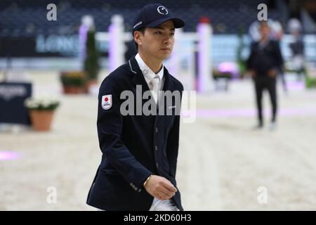 Verona, Italy. 04th Nov, 2022. Mike KAWAI of Japan riding Goldwin in action during the CSI 5*- W competition as part of the Longines FEI Jumping World Cup 2022 on November 4th 2022 in Verona, Italy Credit: Mickael Chavet/Alamy Live News Stock Photo