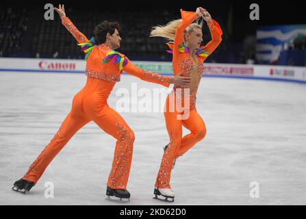 Piper Gilles and Paul Poirier from Canada during Pairs Ice Dance, at Sud de France Arena, Montpellier, France on March 25, 2022. (Photo by Ulrik Pedersen/NurPhoto) Stock Photo