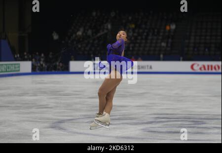 Kaori Sakamoto from Japan during Womens final, at Sud de France Arena, Montpellier, France on March 25, 2022. (Photo by Ulrik Pedersen/NurPhoto) Stock Photo