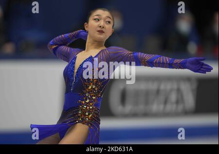 Kaori Sakamoto from Japan during Womens final, at Sud de France Arena, Montpellier, France on March 25, 2022. (Photo by Ulrik Pedersen/NurPhoto) Stock Photo