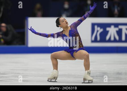 Kaori Sakamoto from Japan during Womens final, at Sud de France Arena, Montpellier, France on March 25, 2022. (Photo by Ulrik Pedersen/NurPhoto) Stock Photo