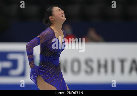 Kaori Sakamoto from Japan during Womens final, at Sud de France Arena, Montpellier, France on March 25, 2022. (Photo by Ulrik Pedersen/NurPhoto) Stock Photo