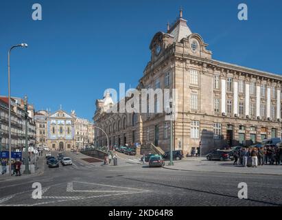 Sao Bento Railway Station and Igreja dos Congregados Church - Porto, Portugal Stock Photo