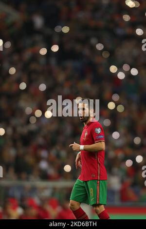 Portugal's midfielder Joao Moutinho reacts during the 2022 FIFA World Cup Qualifier knockout round play-off match between Portugal and North Macedonia at Dragao Stadio on March 29, 2022 in Porto, Portugal. (Photo by Paulo Oliveira / NurPhoto) Stock Photo