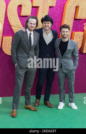 LONDON, UNITED KINGDOM - MARCH 31, 2022: Directors Adam Nee (L) and Aaron Nee (C) and actor Daniel Radcliffe (R) attend the special screening of 'The Lost City' at Cineworld in Leicester Square on March 31, 2022 in London, England. (Photo by WIktor Szymanowicz/NurPhoto) Stock Photo