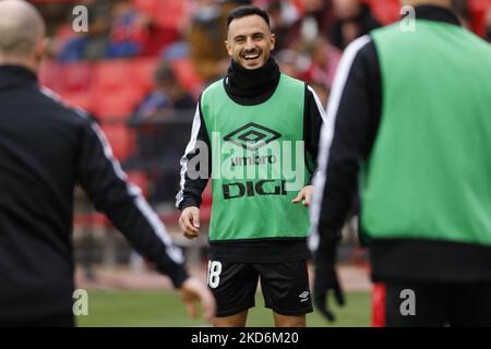 Alvaro Garcia, of Rayo Vallecano during the La Liga match between Granada CF and Rayo Vallecano at Nuevo Los Carmenes Stadium on April 03, 2022 in Granada, Spain. (Photo by Álex Cámara/NurPhoto) Stock Photo