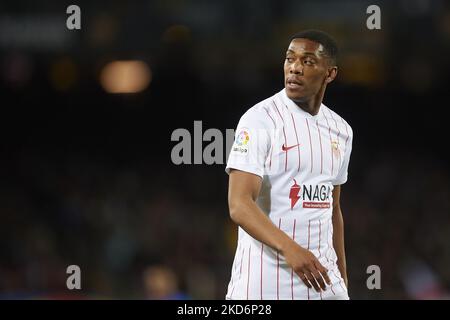 Anthony Martial of Sevilla during the La Liga Santander match between FC Barcelona and Sevilla FC at Camp Nou on April 3, 2022 in Barcelona, Spain. (Photo by Jose Breton/Pics Action/NurPhoto) Stock Photo