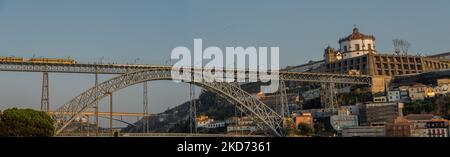 Dom Luis I Bridge and Monastery of Serra do Pilar panoramic view - Porto, Portugal Stock Photo