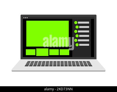 Video conference user interface on laptop. Video call window overlay. Chromakey windows Stock Vector