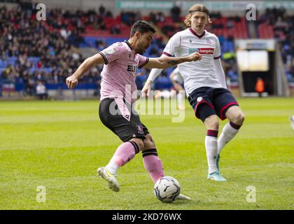 Sheffield Wednesday midfielder Massimo Luongo (21)in possession of the ball during the Sky Bet League 1 match between Bolton Wanderers and Sheffield Wednesday at the University of Bolton Stadium, Bolton on Saturday 9th April 2022. (Photo by Mike Morese/MI News/NurPhoto) Stock Photo